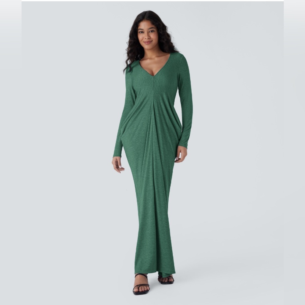 HALARA Long Sleeve Green Dress